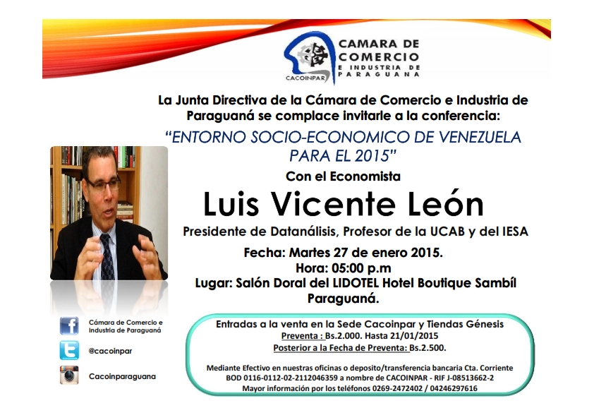 Con el economista Luis Vicente León – Martes 27 de enero de 2015