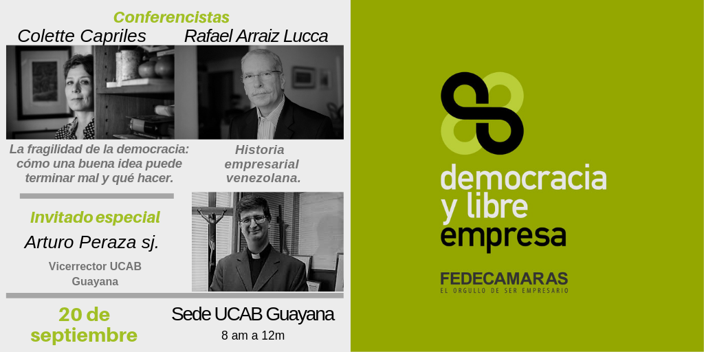 Fedecámaras Bolívar invita a conferencia “Democracia y Libre Empresa”