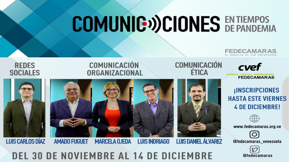 Fedecámaras extiende inscripciones hasta el #4Dic del programa «Comunicaciones en tiempos de pandemia»