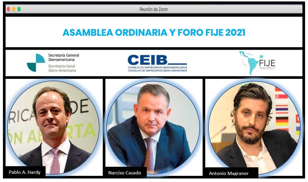 Pablo Adrián Hardy, Naciso Casado y Antonio Magraner durante la clausura del Foro FIJE 2021